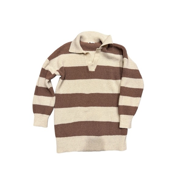 Blu Pepper Polo Brown and Cream Sweater Dress - Picture 2 of 10